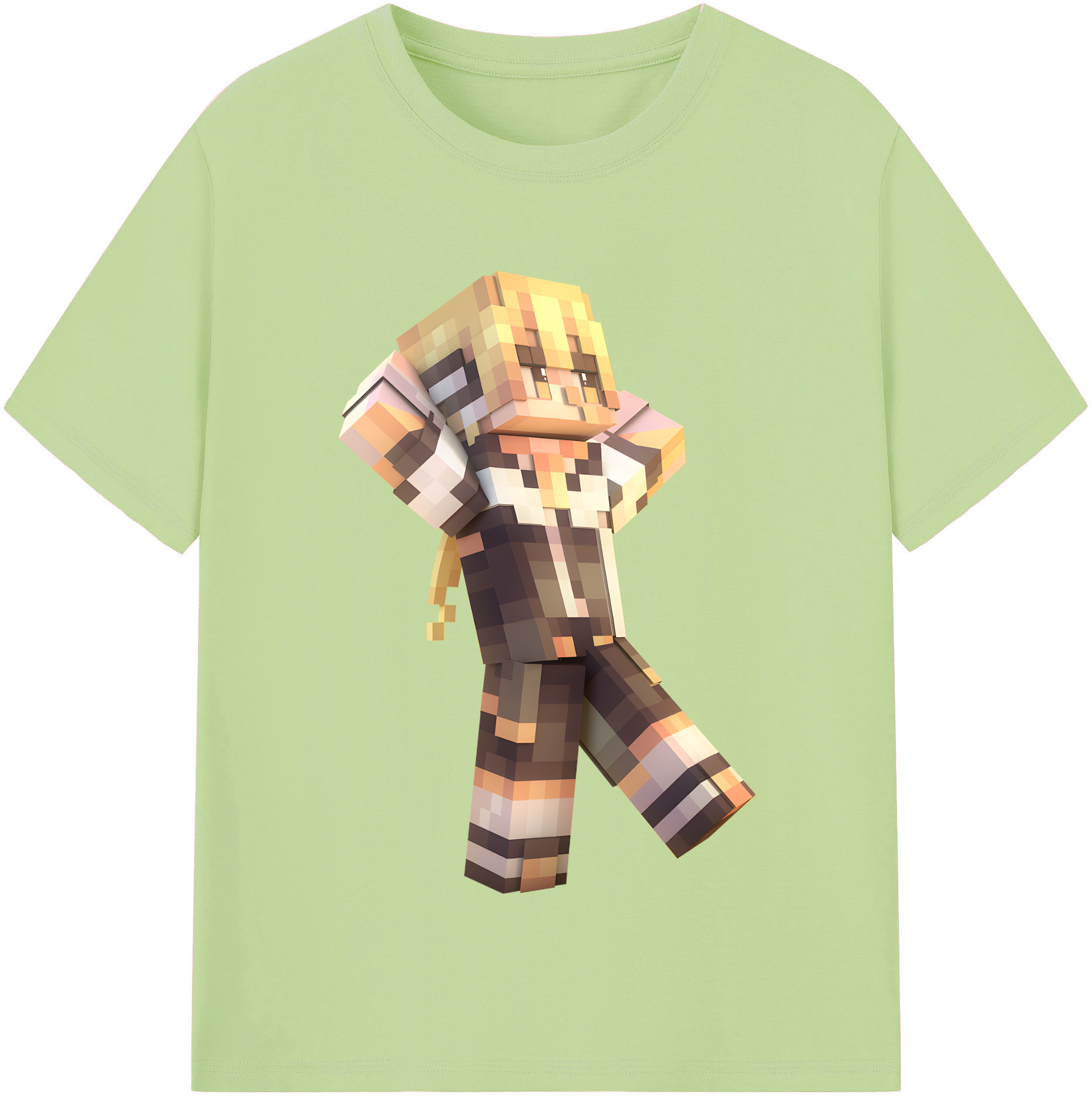 （画像用） マインクラフト ブロックの世界 Minecraft MC Block world 綿100％半袖Tシャツ（フロントプリント）